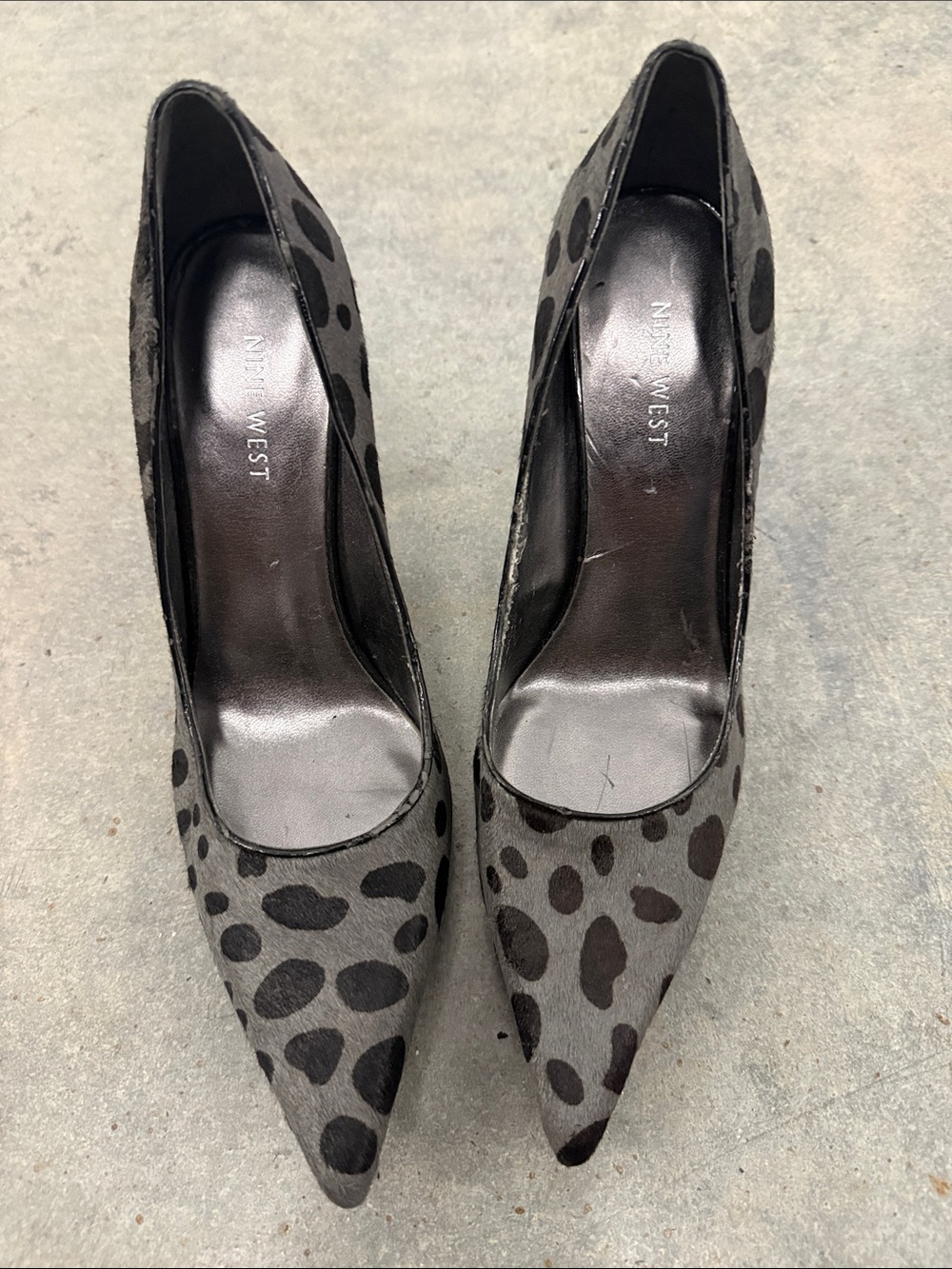 Nine West Vintage Y2K Gray Leopard-Print Pointed Heels